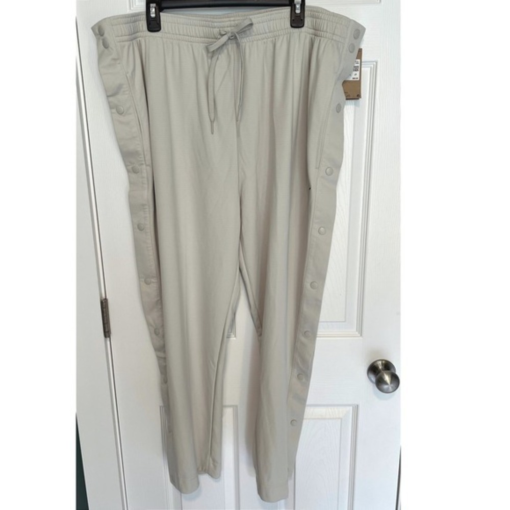 Nike Womens Dri-FIT Tear Away Basketball Track Pants Snap Light Bone Beige Logo